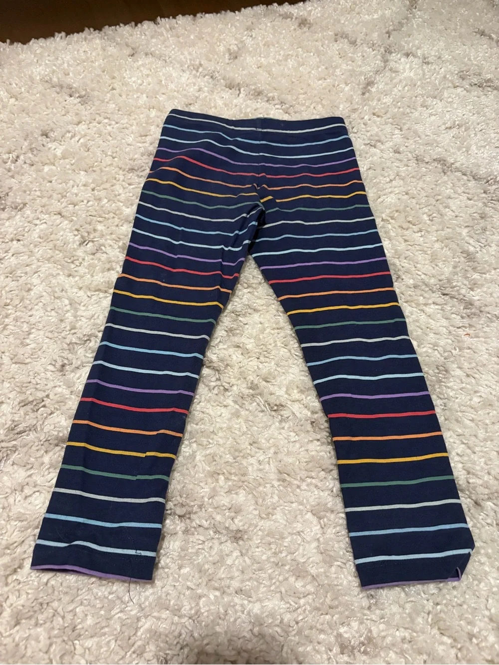 Primary Girls Navy Leggings with Rainbow Stripes, size 5
